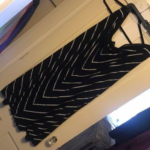 Stretchy Long maxi black and white striped skirt